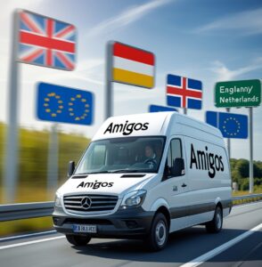 amigos bus car on europe roads