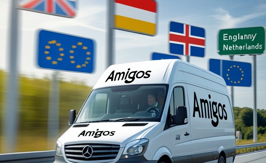 amigos bus car on europe roads